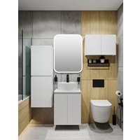  Runo Шкаф-пенал для ванной Соренто 40 / Тренто 40 горизонталь (белый)