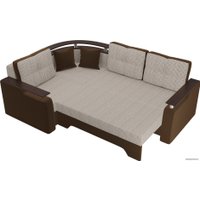 Угловой диван Лига диванов Комфорт 102600 (левый, корфу/микровельвет, корфу 02/коричневый)