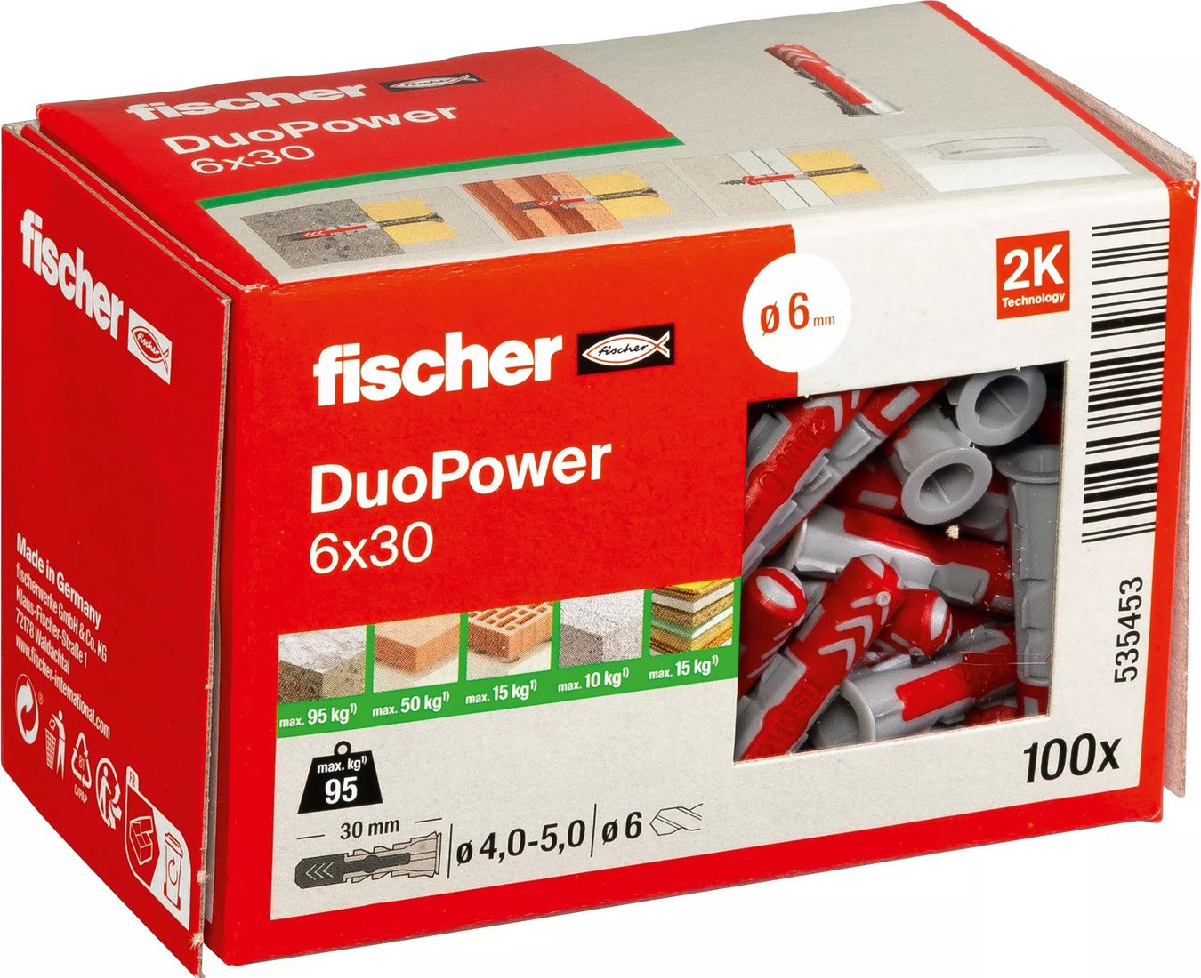 

Дюбель универсальный Fischer DuoPower 6 x 30 535453 (100 шт)