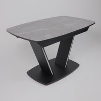 Кухонный стол Аврора Дрезден 1300-1615x800 (камень серый Greys grey/черный)