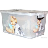 Ящик для хранения Росспласт Мишка и Котeнок 50 л (прозрачный)