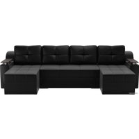 П-образный диван Лига диванов Сенатор 28921 (экокожа, черный)