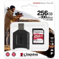 Карта памяти Kingston Canvas React Plus SDXC 256GB (с кардридером)