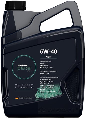 Моторное масло Avista pace EVO GER 5W-40 5л
