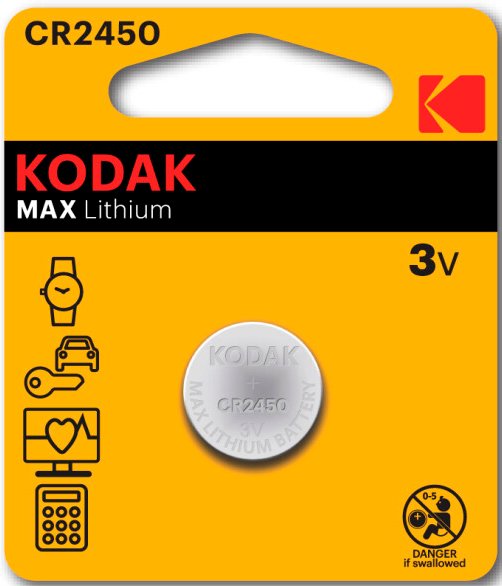 

Батарейка Kodak CR2450-BL1 MAX Lithium 30414761