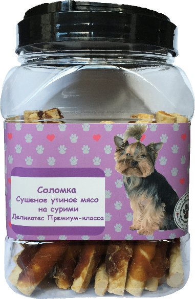 

Лакомство для собак O'dog Соломка - Утиное мясо на сурими 750 г