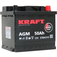 Автомобильный аккумулятор KRAFT AGM 50 R+