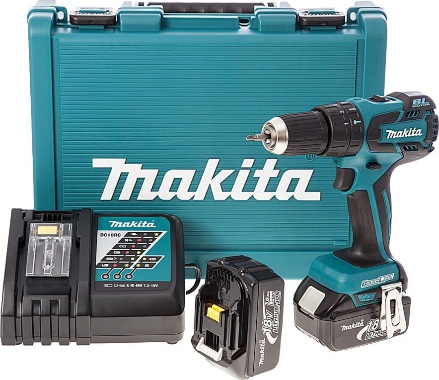 

Ударная дрель-шуруповерт Makita DHP459RFE (с 2-мя АКБ, кейс)