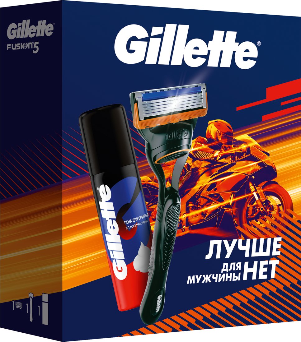 

Подарочный набор Gillette Fusion станок с 1 сменной кассетой + пена для бритья Классическая (50 мл)