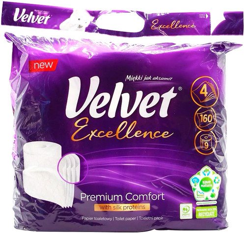 

Туалетная бумага Velvet Excellence Silk Proteins (4 слоя, 9 рулонов)