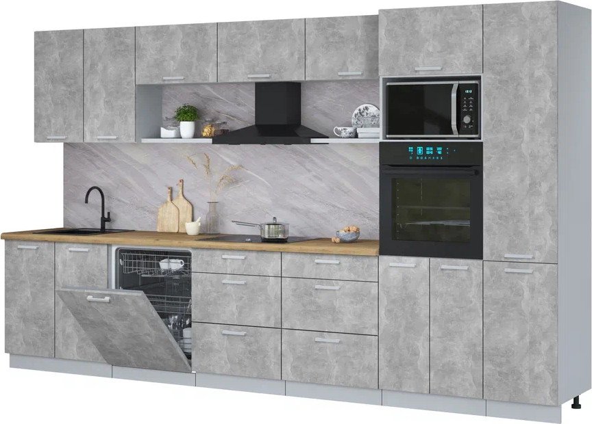 

Готовая кухня Интерлиния Мила Лайт 3.6-ПМ1 (бетон/бетон/дуб бунратти)