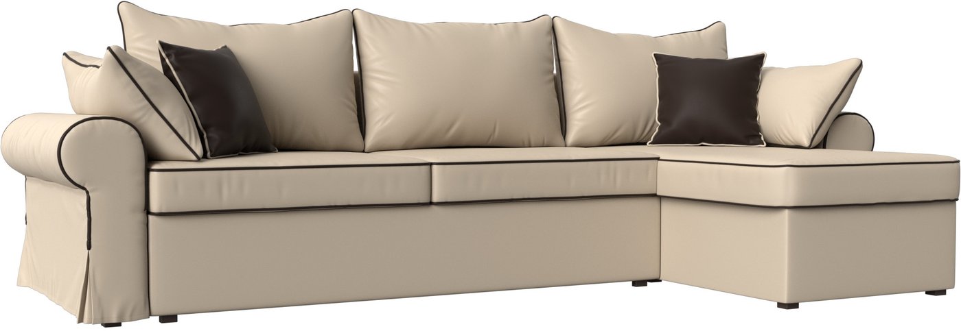 

Угловой диван Лига диванов Элис правый 110279 (экокожа бежевый/коричневый)