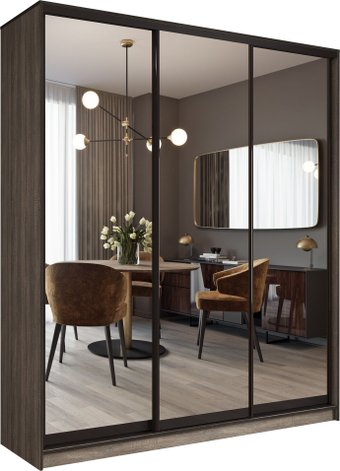 Шкаф-купе Евва АЭП ШК.3.01 233 TG.05 (дуб трюфель/зеркало/венге глянец)