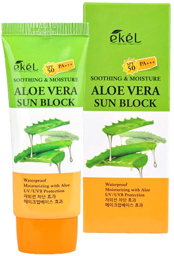 

Крем солнцезащитный Ekel UV Aloe Vera Sun Block SPF50+/PA+++ с экстрактом алоэ 70 мл