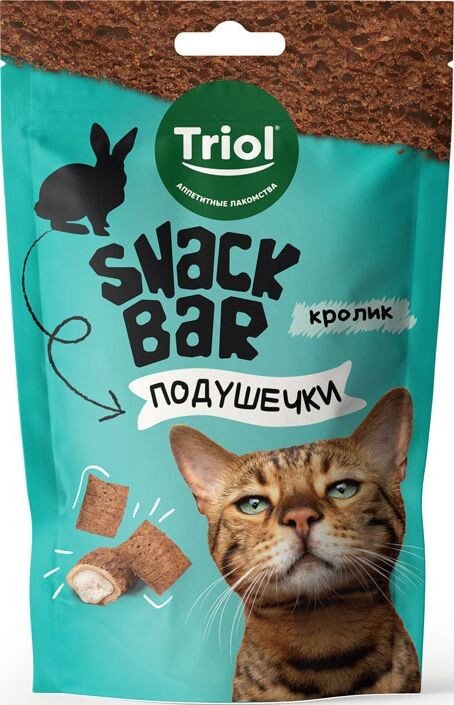 Лакомство для кошек Triol Snack Bar Мини-подушечки с начинкой из кролика (30 г)