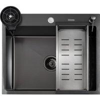 Кухонная мойка Futur FK 6050 Eco Embossing Pop-up Rinzer plus (Black Nano)