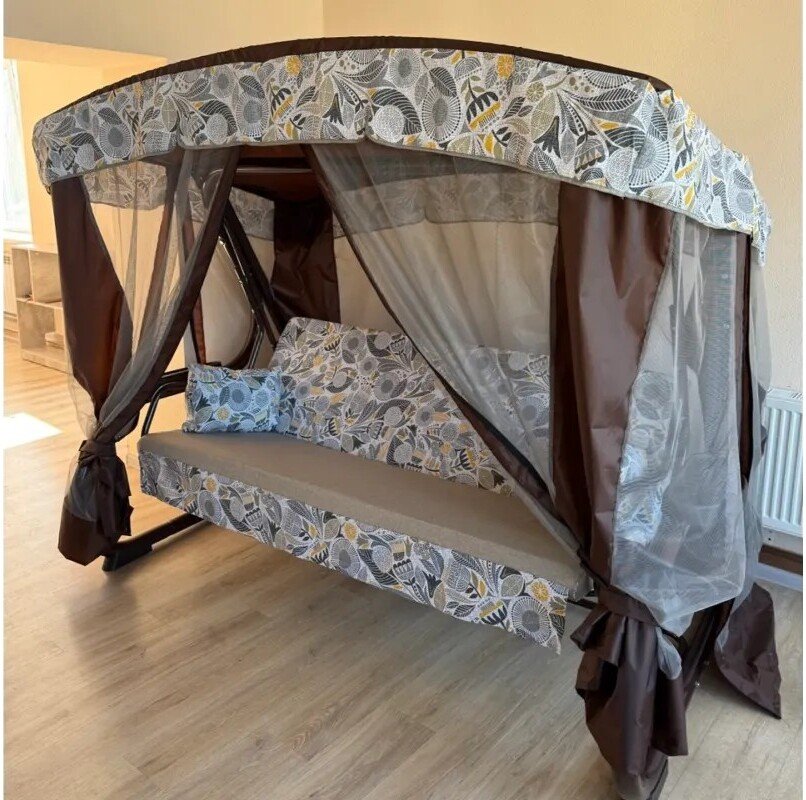 

Садовые качели Мобеком Секвойя KC-501/1 (коричневый/серый/цветы)