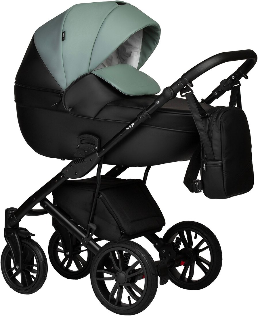 

Универсальная коляска Indigo Mio ECO (2 в 1, 05/черная кожа+шалфей кожа)