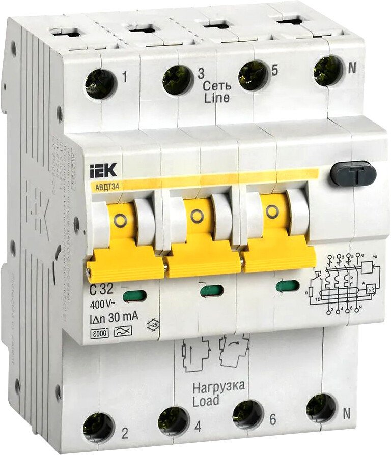 

Дифференциальный автомат IEK АВДТ 34 C32 30мА MAD22-6-032-C-30