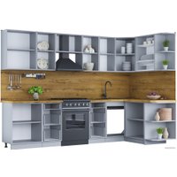 Готовая кухня Интерлиния Мила Шато 1.5x3.0 правая (луна/луна/бискайская сосна)