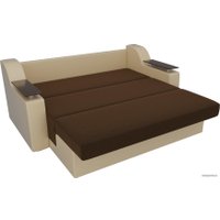 Диван Лига диванов Сенатор 140 106443 (микровельвет/экокожа, коричневый/бежевый)