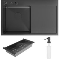 Кухонная мойка Roxen Vespa 560230-70LB PVD графит (с коландером и дозатором)