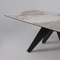 Кухонный стол Lepremo AV 2122 МДФ+керамика раздвижной 1400-2000x850 (белый глянцевый Pandora/черный)