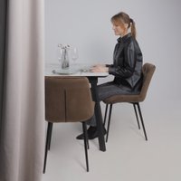 Кухонный стол Lepremo AV 1209 HPL+МДФ раздвижной 1200-1600x800 (виктори натуральный/черный)