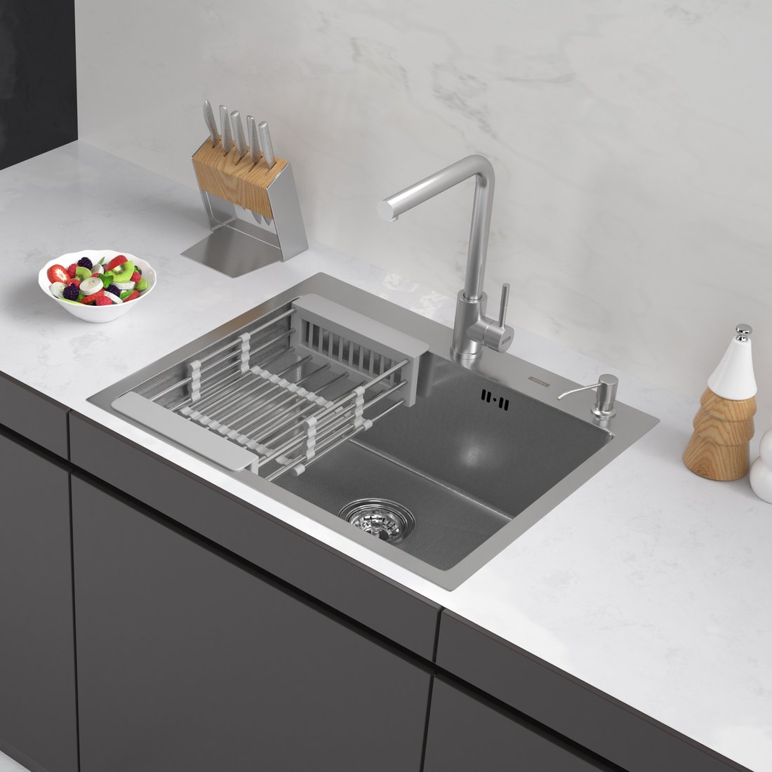 

Кухонная мойка ARFEKA ECO AR мойка 600*500, коландер, дозатор SATIN DECOR MILLET GRAINS