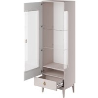 Шкаф-витрина Bravo Мебель Фарго 1-дверный левый (персидский жемчуг/лак льняной)