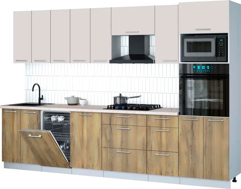 

Готовая кухня Интерлиния Мила Gloss 3.1-ПМ3 (дуб вотан/кашемир/бискайская сосна)