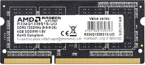 

Оперативная память AMD Radeon R3 Value Series 2GB DDR3 SODIMM PC3-10600 R332G1339S1S-U