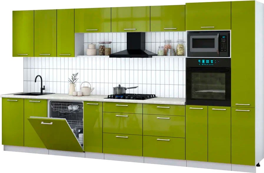 

Готовая кухня Интерлиния Мила Gloss 3.8-ПМ1 (яблоко глянец/яблоко глянец/опал светлый)