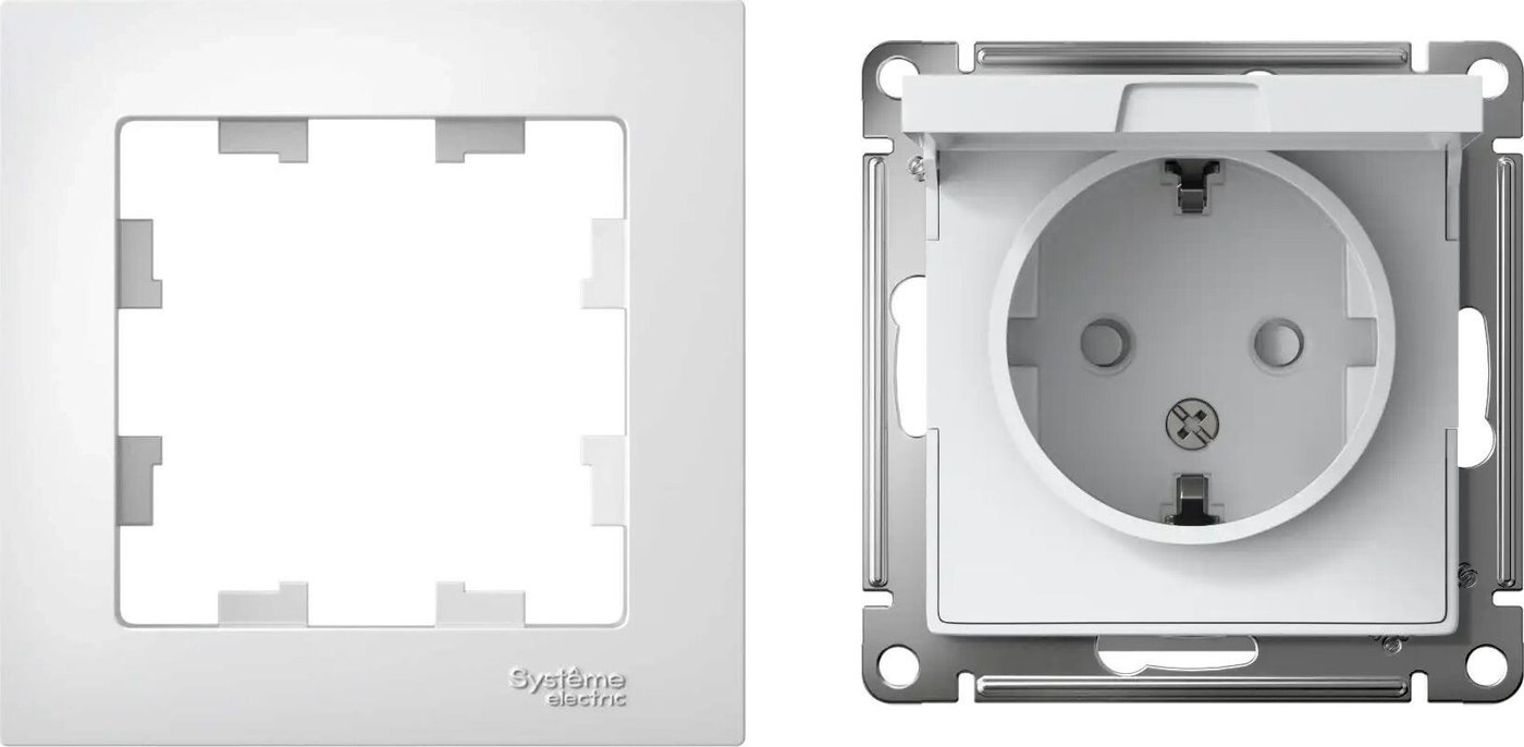 Розетка Systeme Electric AtlasDesign ATN000146 + ATN000101 (белый/белый)
