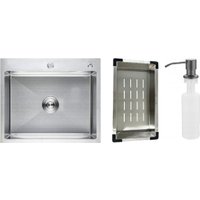 Кухонная мойка Schtoff Best Silver 6050 + коландер металл K-1 BLACK + дозатор SD-1 GREY