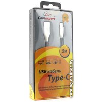 Кабель Cablexpert USB Type-A - USB Type-C CC-G-USBC01Bk-3M (3 м, черный)