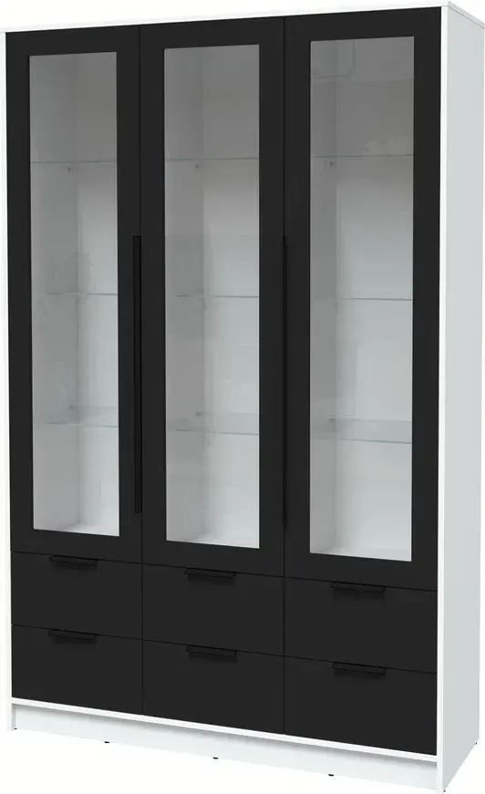 

Шкаф-витрина Интерлиния Концепт КТ-ШВ3 Глосс (белый платинум/черный)