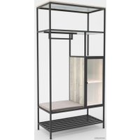 Стеллаж Hype Mebel Босс 120x200 (черный/древесина белая/велюр серый)