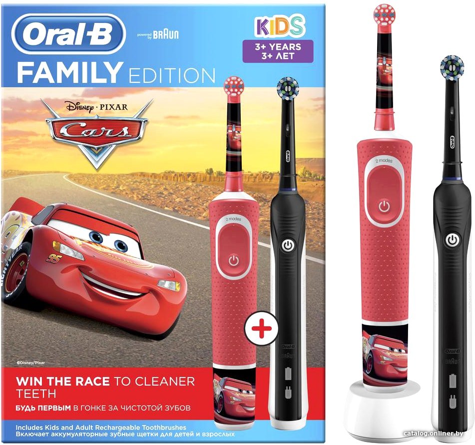 

Комплект электрических зубных щеток Oral-B Pro 1 Cross Action и Kids D16.513.1U + D100.410.2K (черный)