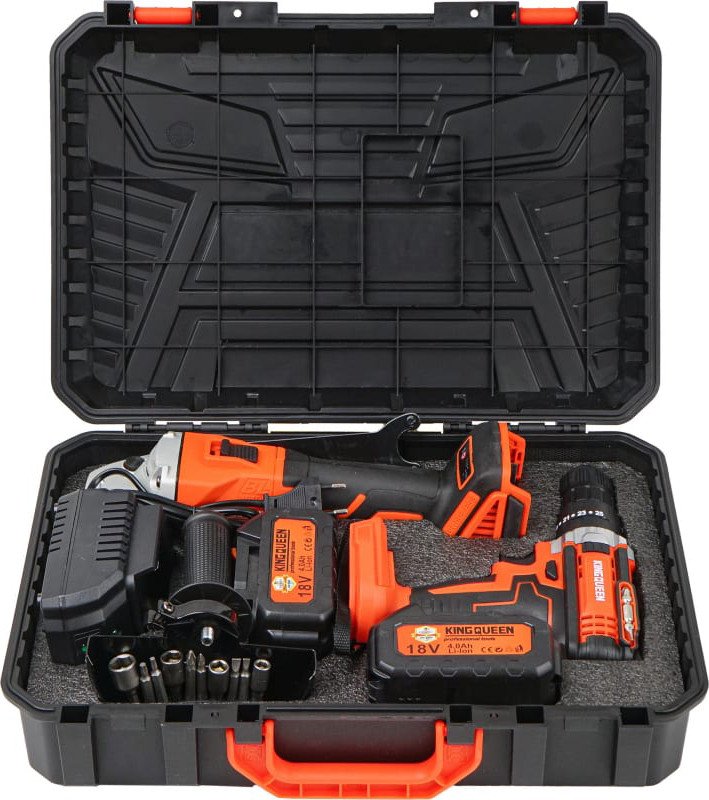 

KingQueen KQ-TS201 (шуруповерт, УШМ, 2 АКБ, кейс)