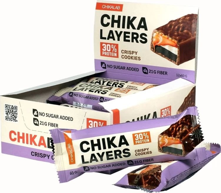 Протеиновый батончик Chikalab Chika Layers (60 г, хрустящее печенье с двойным шоколадом)