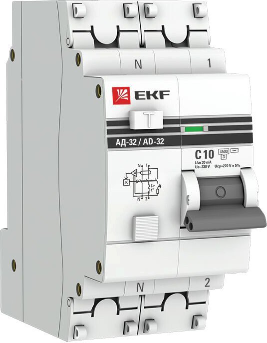 

Дифференциальный автомат EKF АД-32-10A-30мА PROxima DA32-10-30-pro