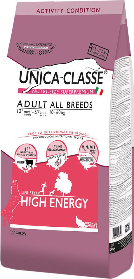 

Сухой корм для собак Unica Classe Activity Condition Adult All Breeds High Energy Beef 12 кг