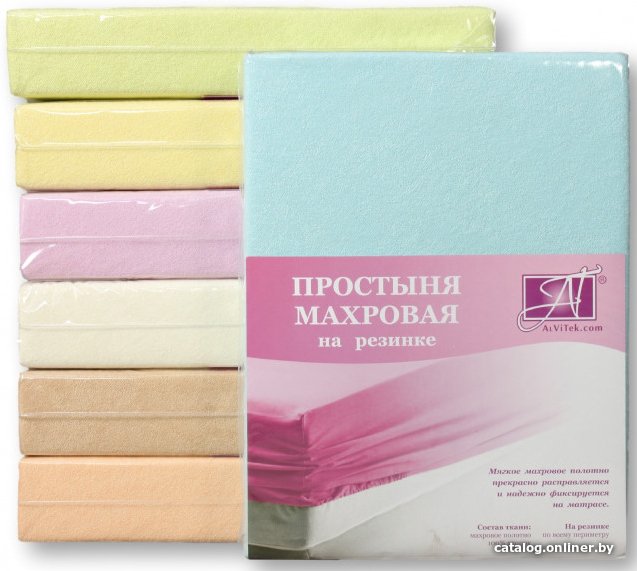 Простыня Альвитек Махровая на резинке 140x200x20 ПМР-Г-140 (голубой)