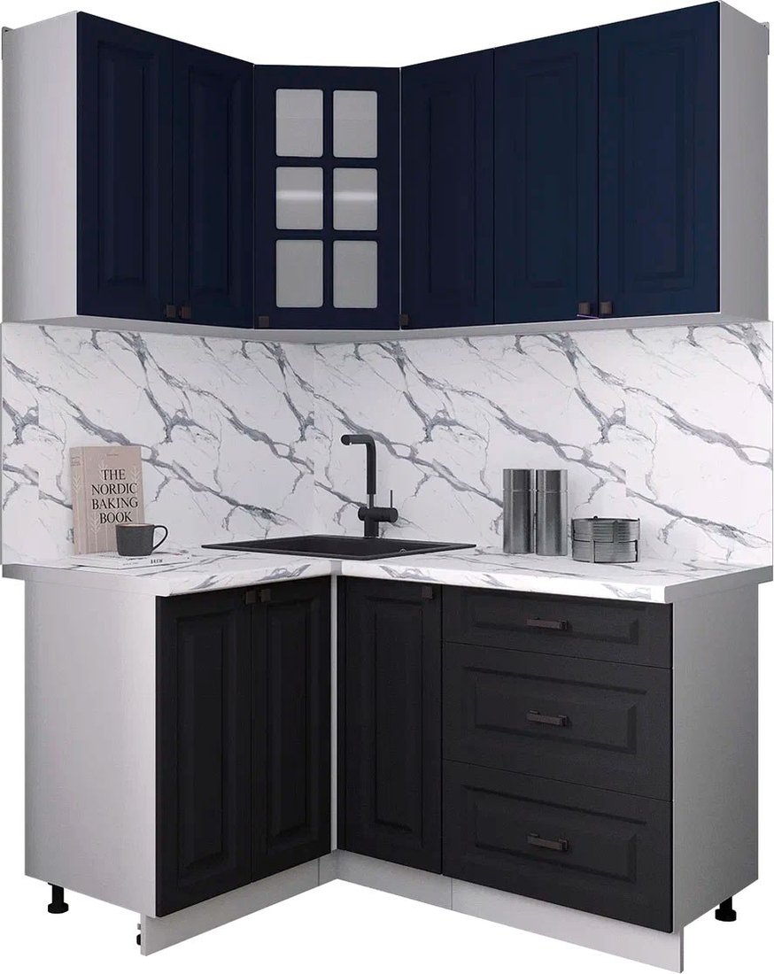 

Готовая кухня Интерлиния Мила Деко 1.2x1.5 (черный/индиго/белый гранит)