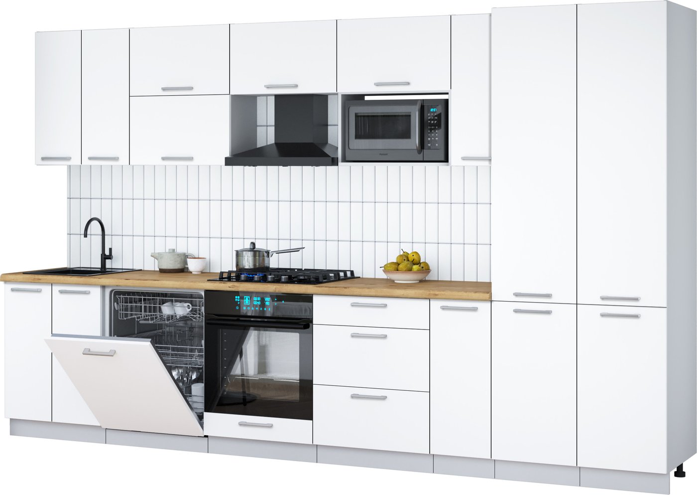 

Готовая кухня Интерлиния Мила Gloss 3.5-ПМ2 (белый/белый/дуб бунратти)