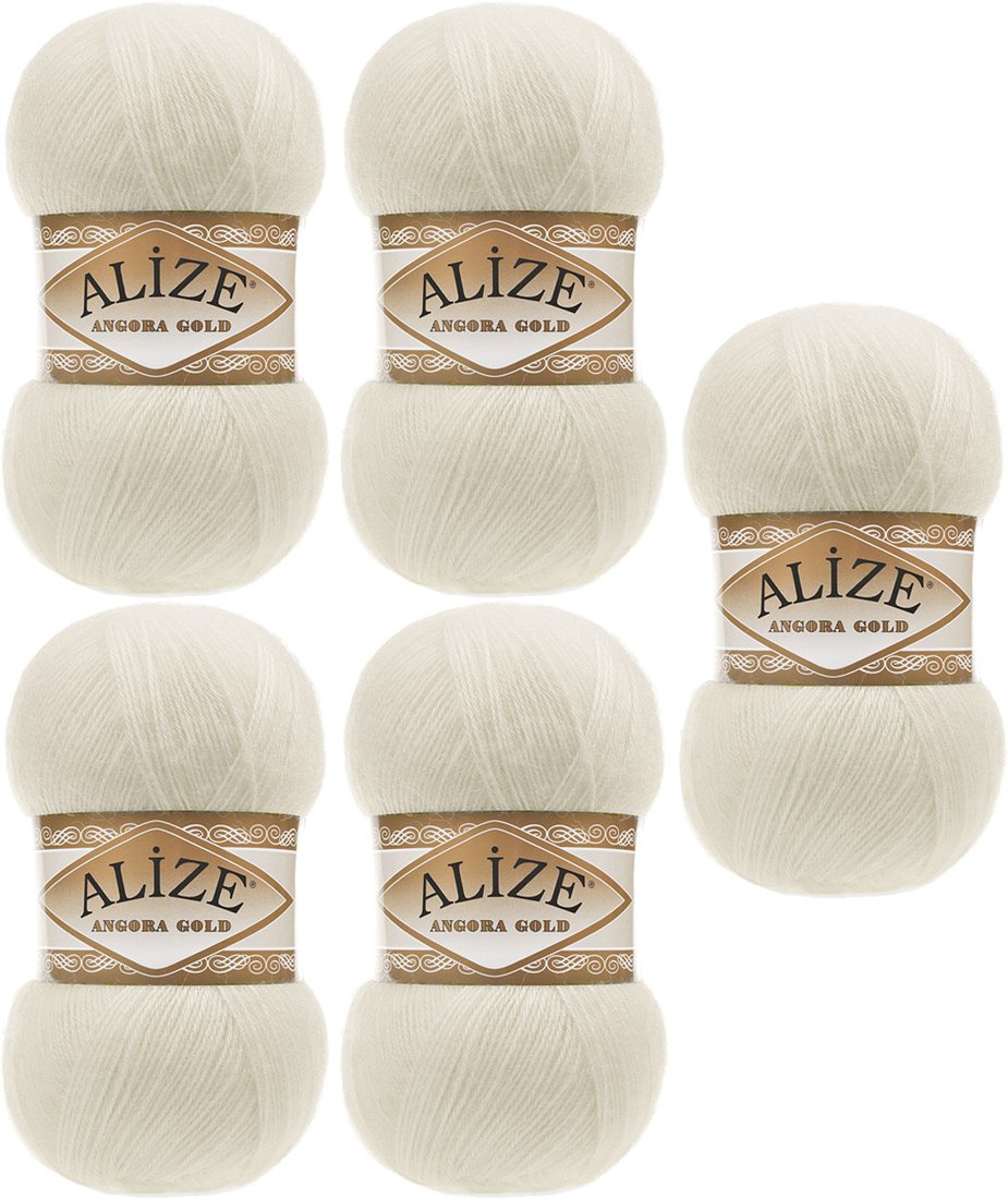 

Набор пряжи для вязания Alize Angora Gold 01 (550 м, кремовый, 5 мотков)