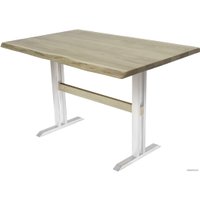 Кухонный стол Buro7 Двутавр 120 (с обзолом, дуб беленый/белый)