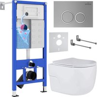 Унитаз подвесной Roxen Porto One Rimless 6 в 1 StounFix Dual Fresh 531880 (кнопка: матовая)