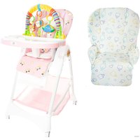 Высокий стульчик ForKiddy Podium Toys 0+ (два чехла +х/б вкладыш, розовый, дуга зоопарк)